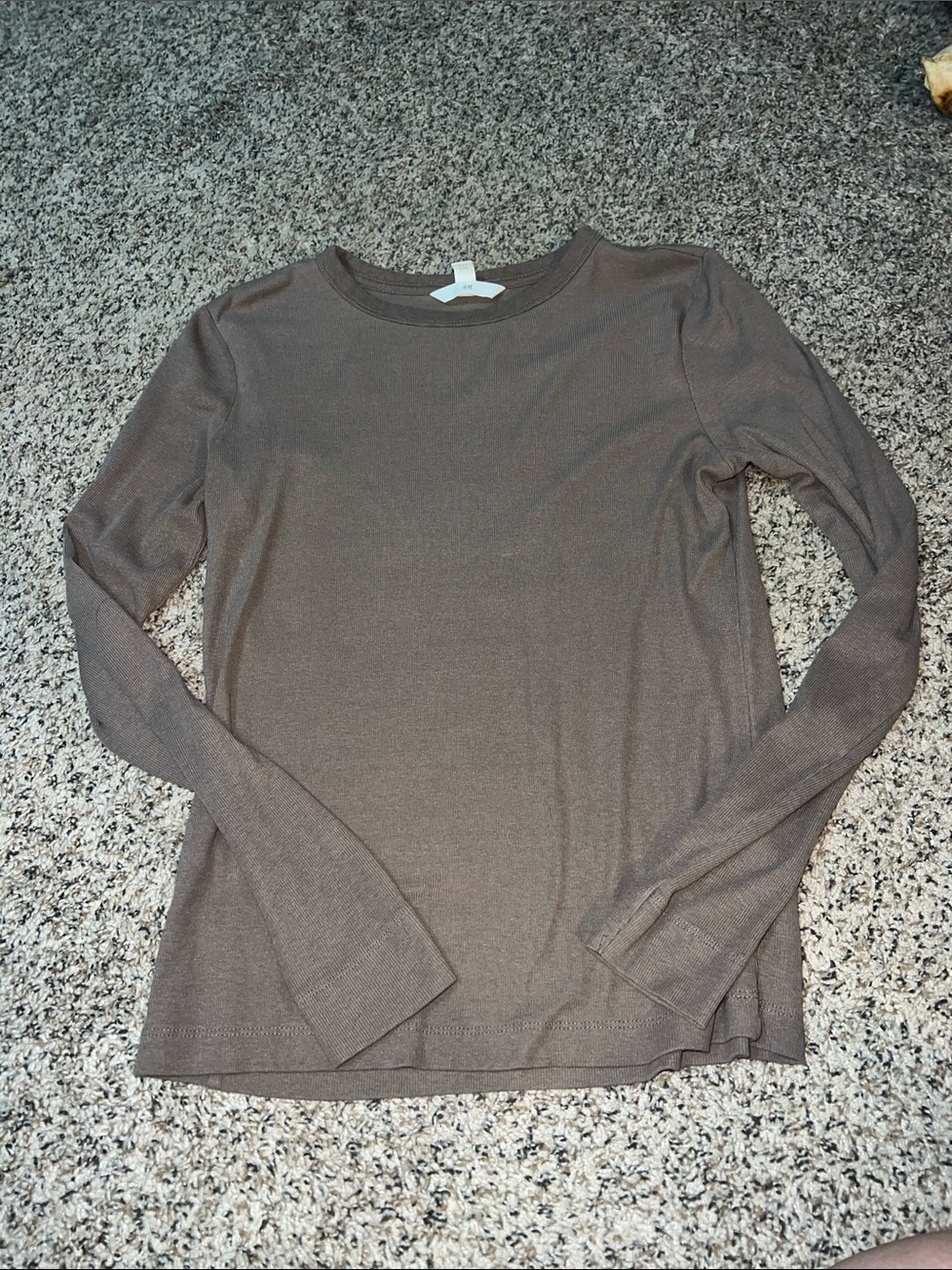 H&M Long Sleeve Crew Neck Top - Taupe